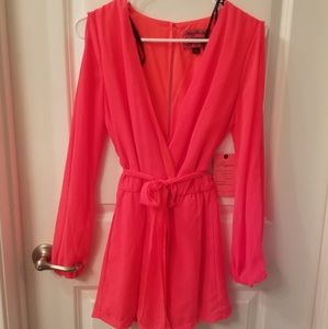 New! Neon coral romper